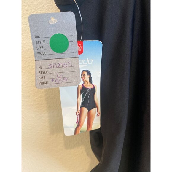 NWT Womens 6 Speedo BLACK "75466" One Piece Swimsuit Bathing Suit - Picture 5 of 7